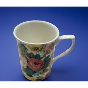 Stechol Gracie Bone China Multicolor Pink Yellow Floral Coffee Mug Tea Cup 10 oz